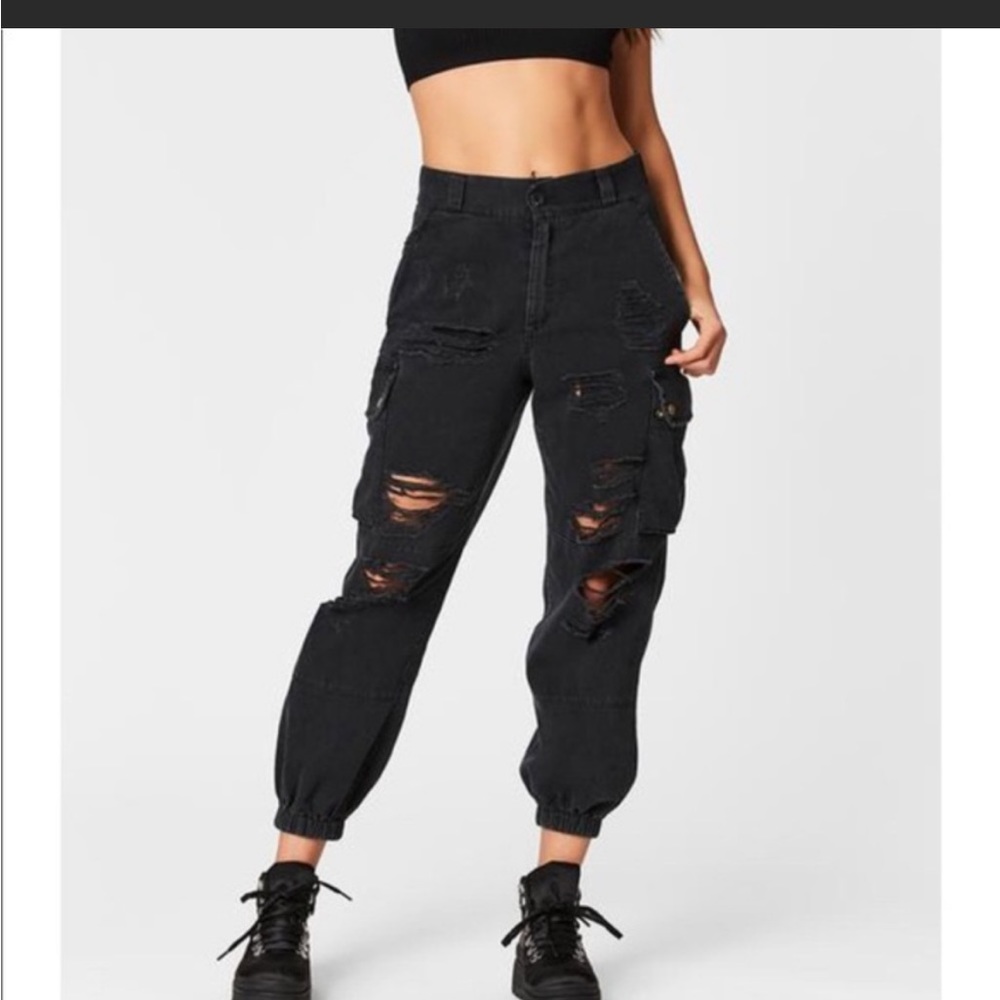 Carmar Denim Black Ripped Jeans With Cuff Bottom